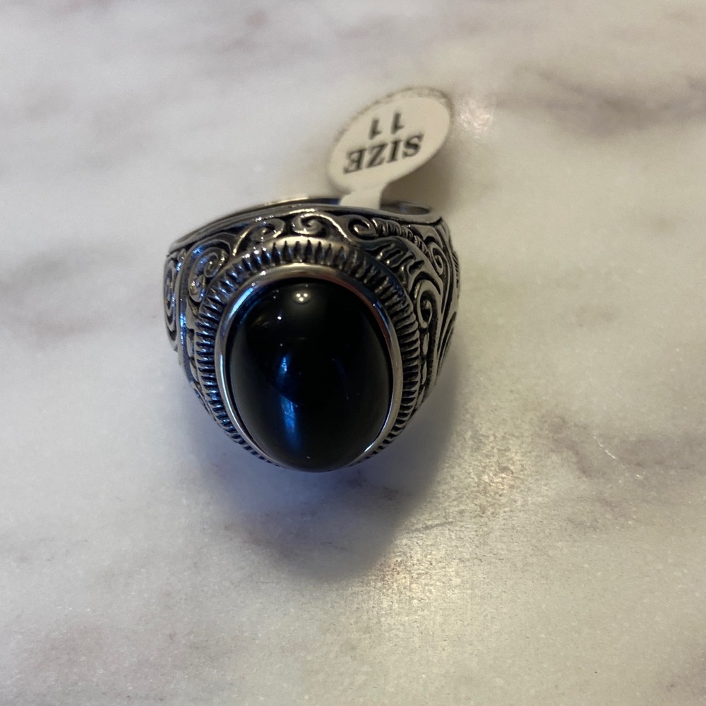 Elegant Black Stone Men's Ring